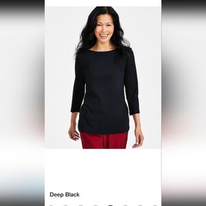 Style & Co Women's Black 3/4 Sleeve Top